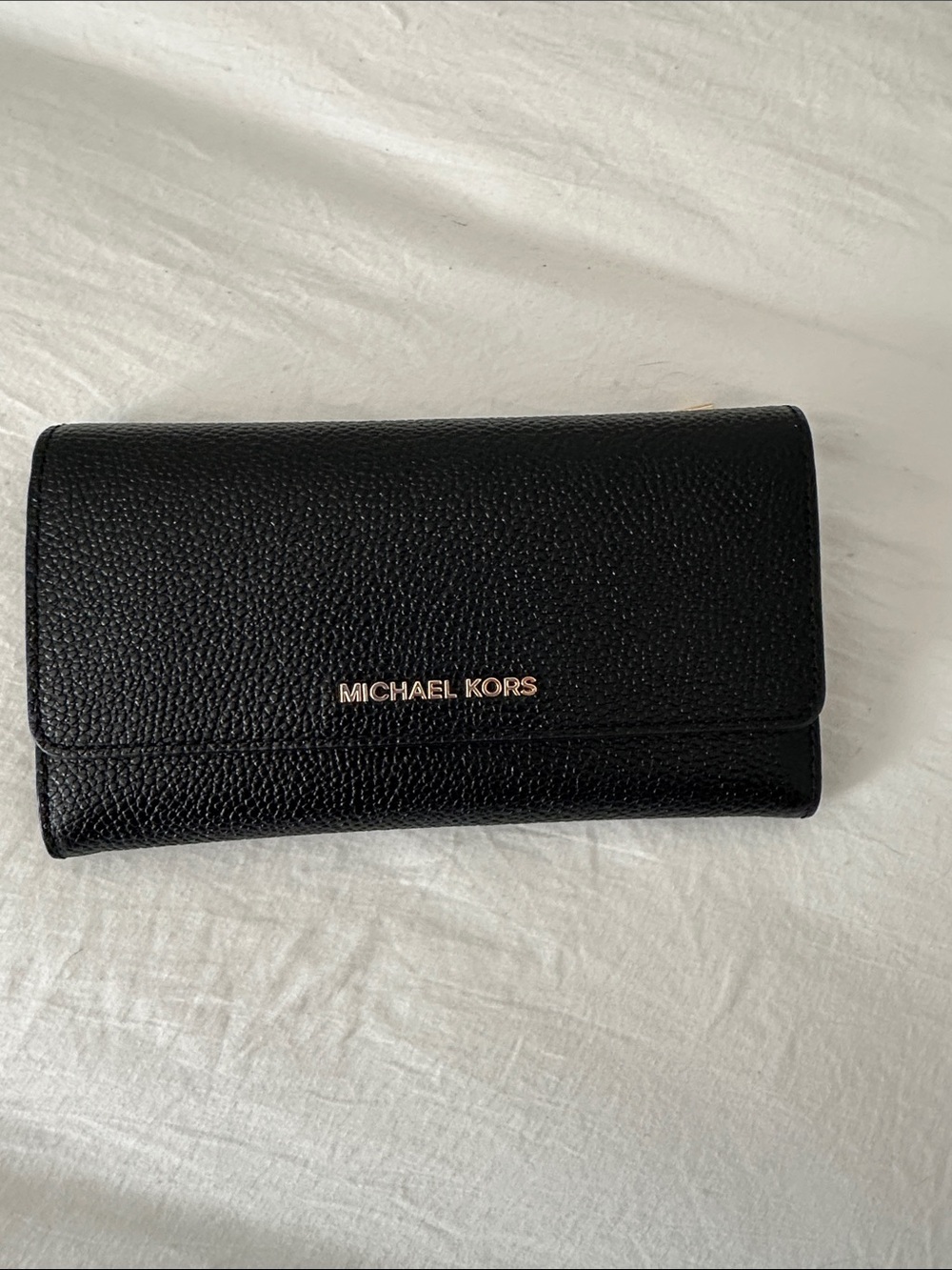 Michael Kors Black Pebbled Leather Trifold Wallet
